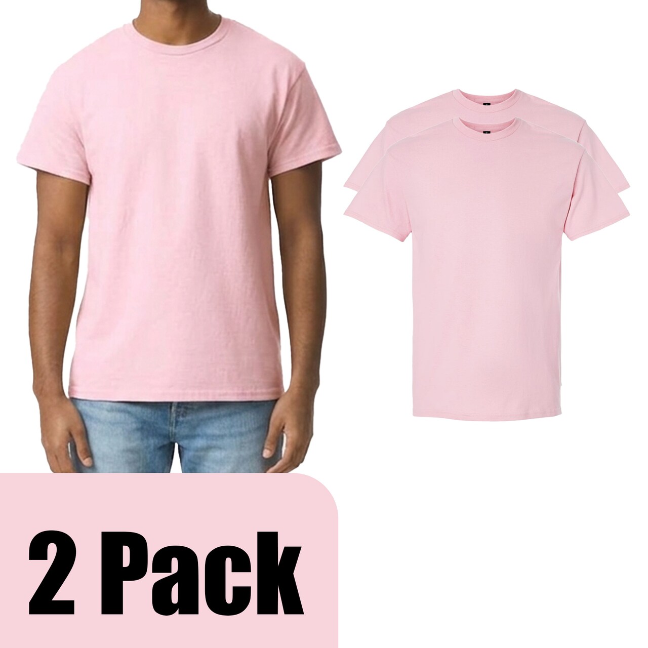 Gildan Unisex Ultra Cotton T-Shirt Craft Bundle, Short Sleeve Crewneck Blank Tee, Light Pink, S–5XL